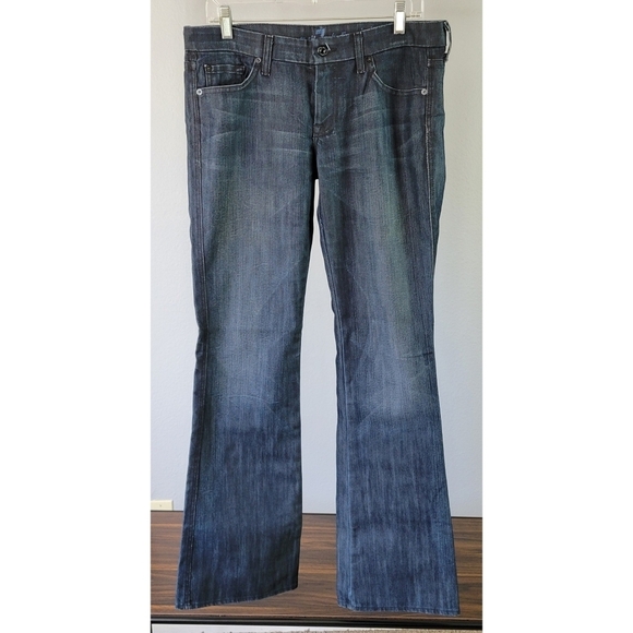 7 For All Mankind Denim - 7 FOR ALL MANKIND // A pocket distressed mid-rise boot-cut stretch denim jeans